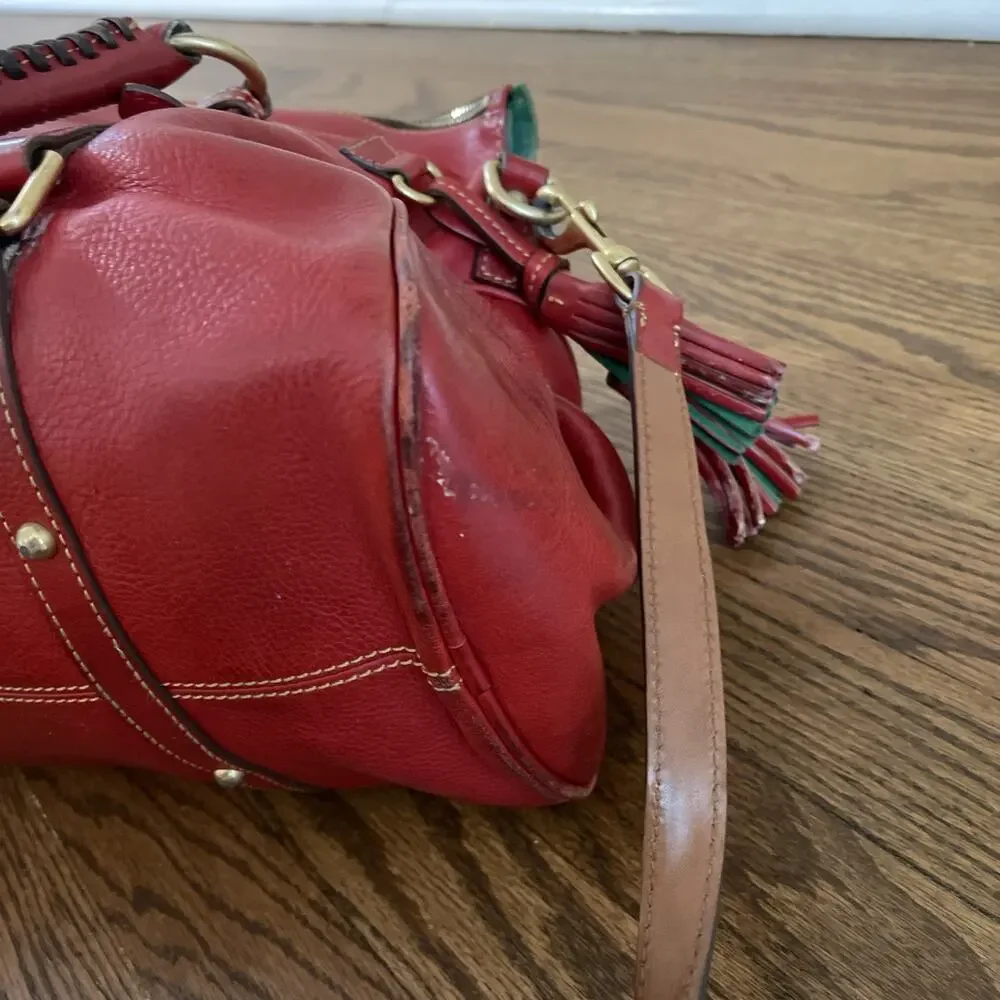Dooney & Bourke Smooth Florentine Leather Satchel in Bordeaux